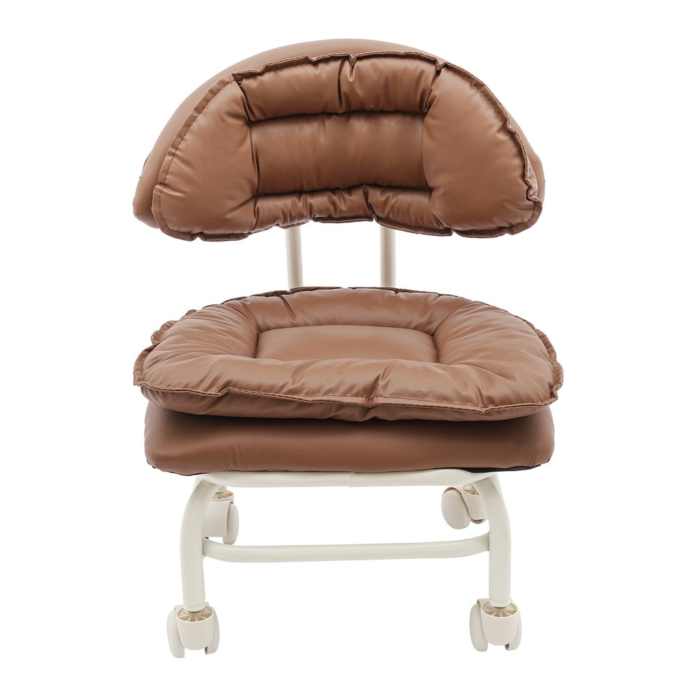 Brown Rolling Stool with Back Rest Heavy Duty Rolling Stool Roller Chair