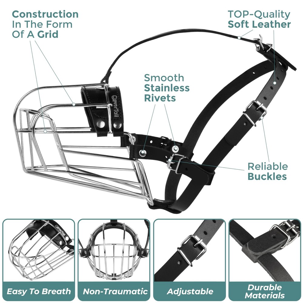 Metal Husky Muzzle for Large Sized Dog – Basket Muzzle for Dogs with Adjustab...