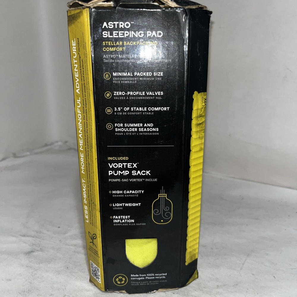 Nemo Equipment Regular Size Yellow Astro Sleeping Bag With Defects