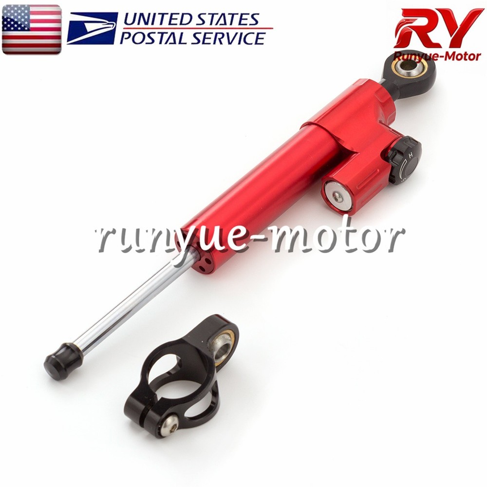 Red CNC Adjustable Steering Damper Stabilizer Linear Control Universal Aluminum