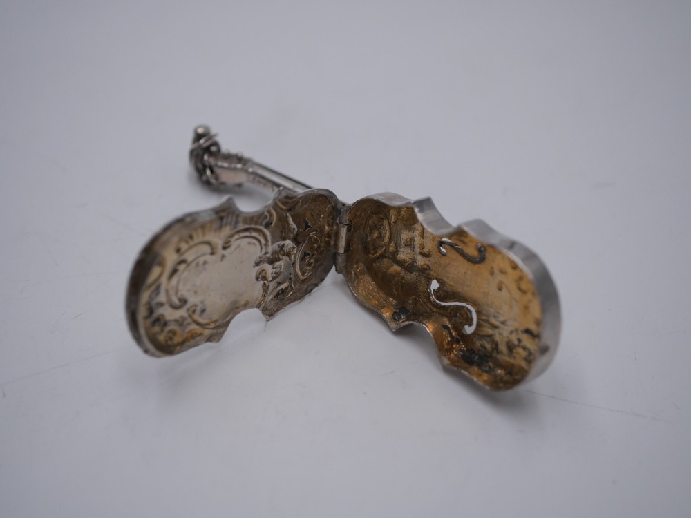 RARE SOLID SILVER VIOLIN BOX NETHERLANDS DUTCH SILVER or GERMANY