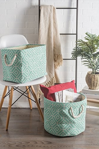 Collapsible Polyester Storage Bin, Stained Glass Large Rectangle Aqua