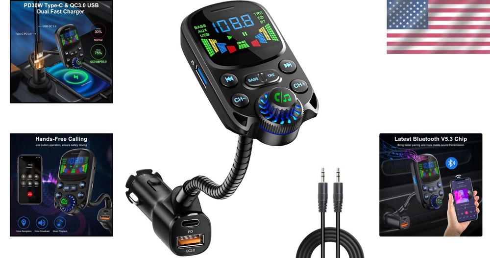 PD30W Fast Charge Bluetooth Car Adapter - Hands-Free Calling