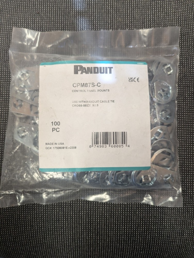 CPM87S-C Control panel mounts , cable tie mount .89in (22.6mm) hole. 100PC BAG