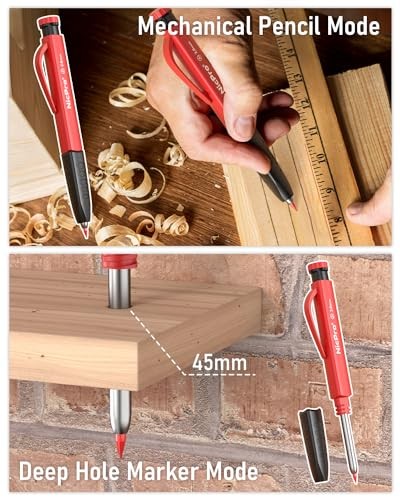 3 Pack Carpenter Pencil Set with Sharpener & Finger Grip, Mechanical 3 PACK