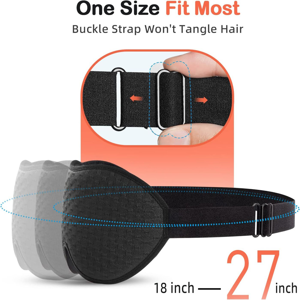 3D Contoured Sleep Mask for Side Sleepers, 100% Light Blocking Sleeping Mask for