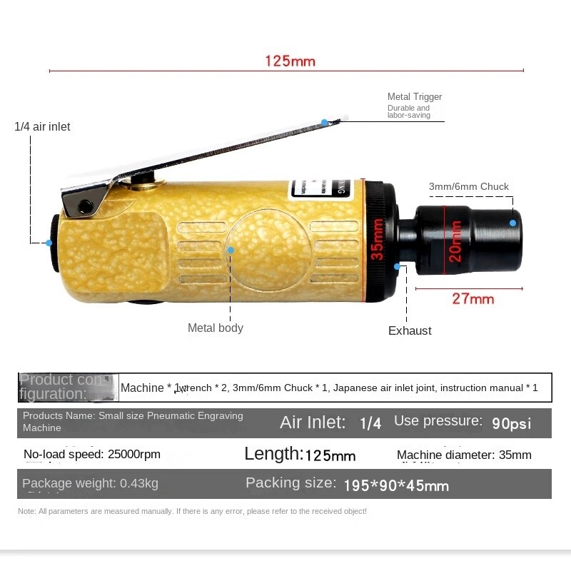 Small Pneumatic Engraved Grinder Tire Grinder Wheel Polisher Deburring Tool