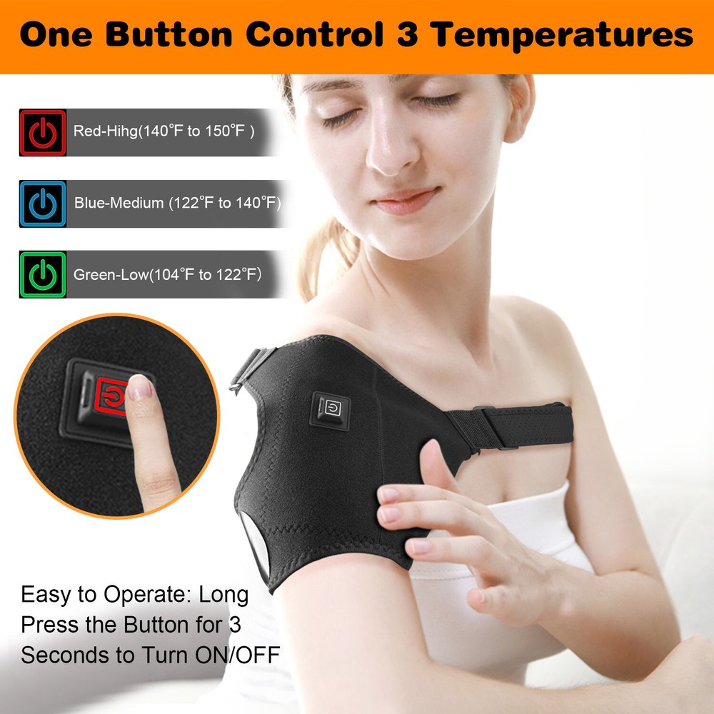 Heated Shoulder Brace - Rotator Cuff Support for Arthritis- Adjustable Straps