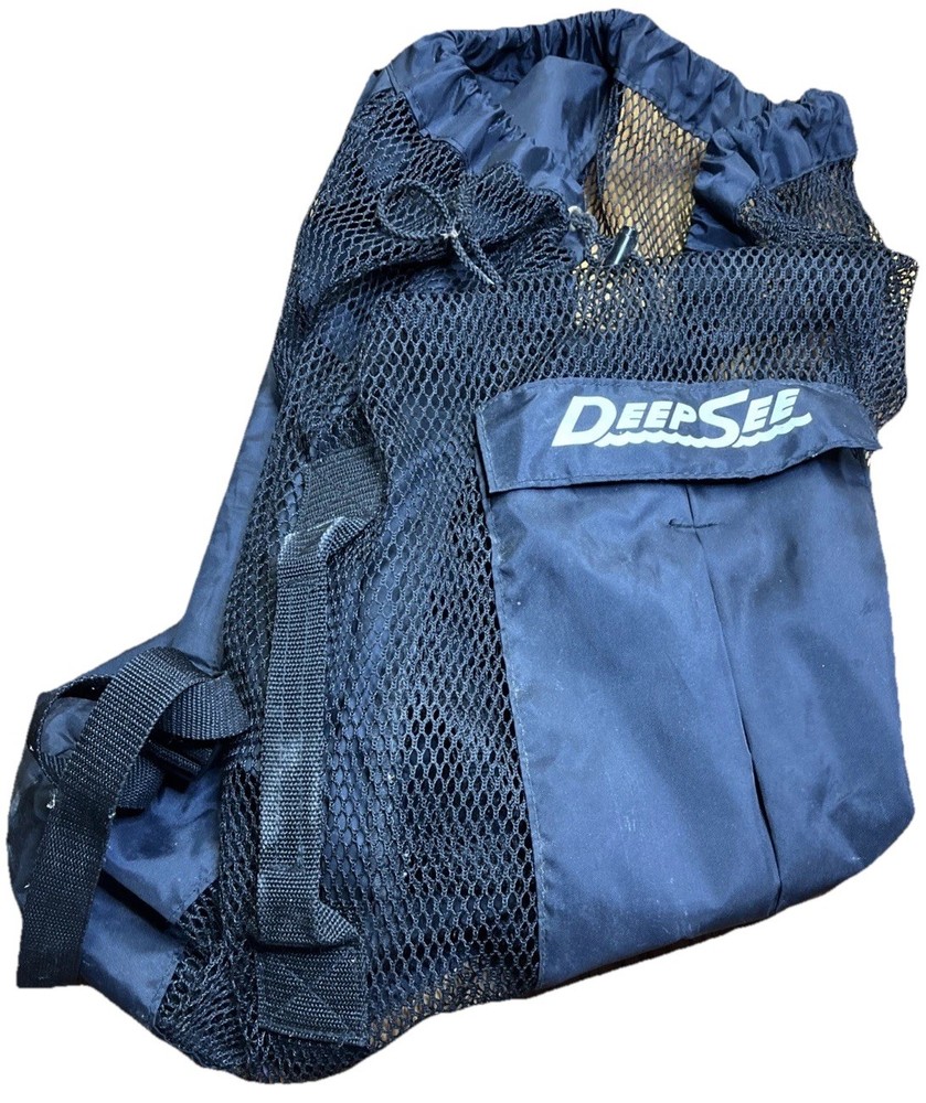 Deep See Black Shoulder Mesh Snorkel/Dive Gear Bag with Adjustable Strap