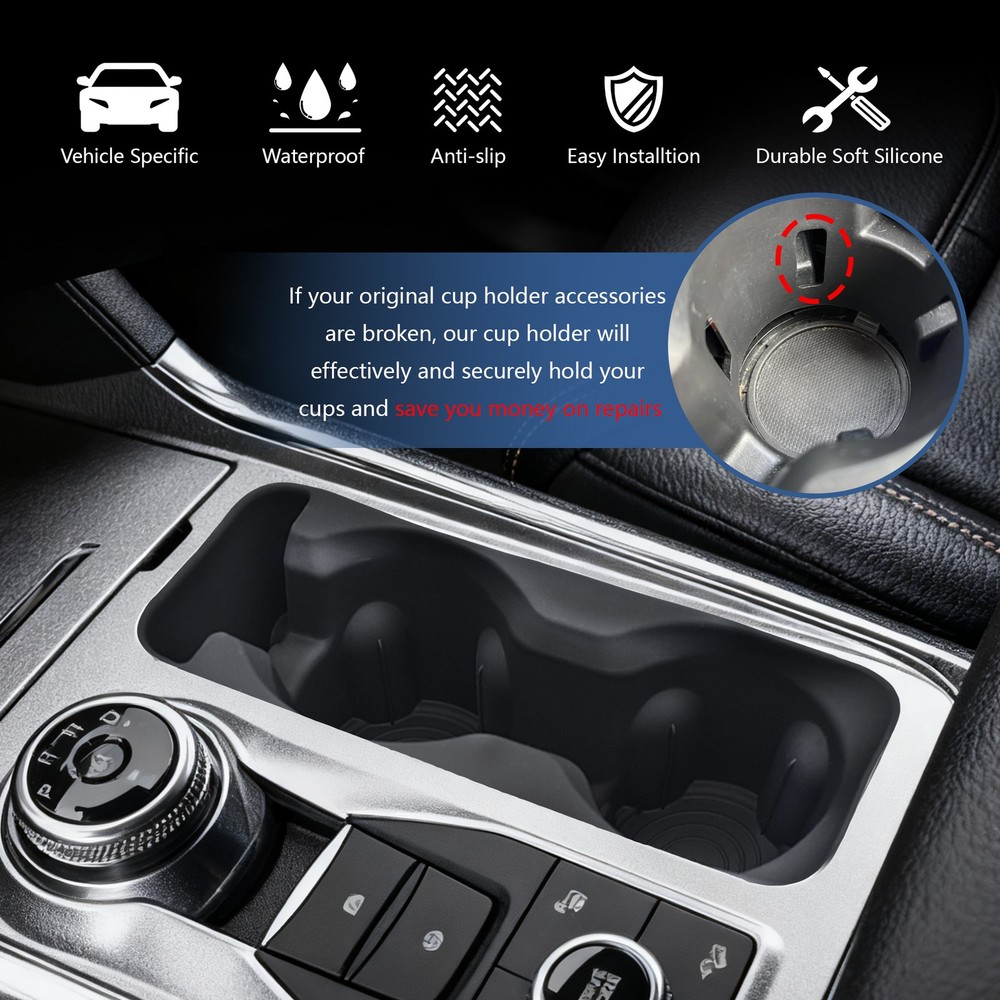 For 2020-2024 Ford Explorer Center Console Drink Cup Holder Insert Storage Box