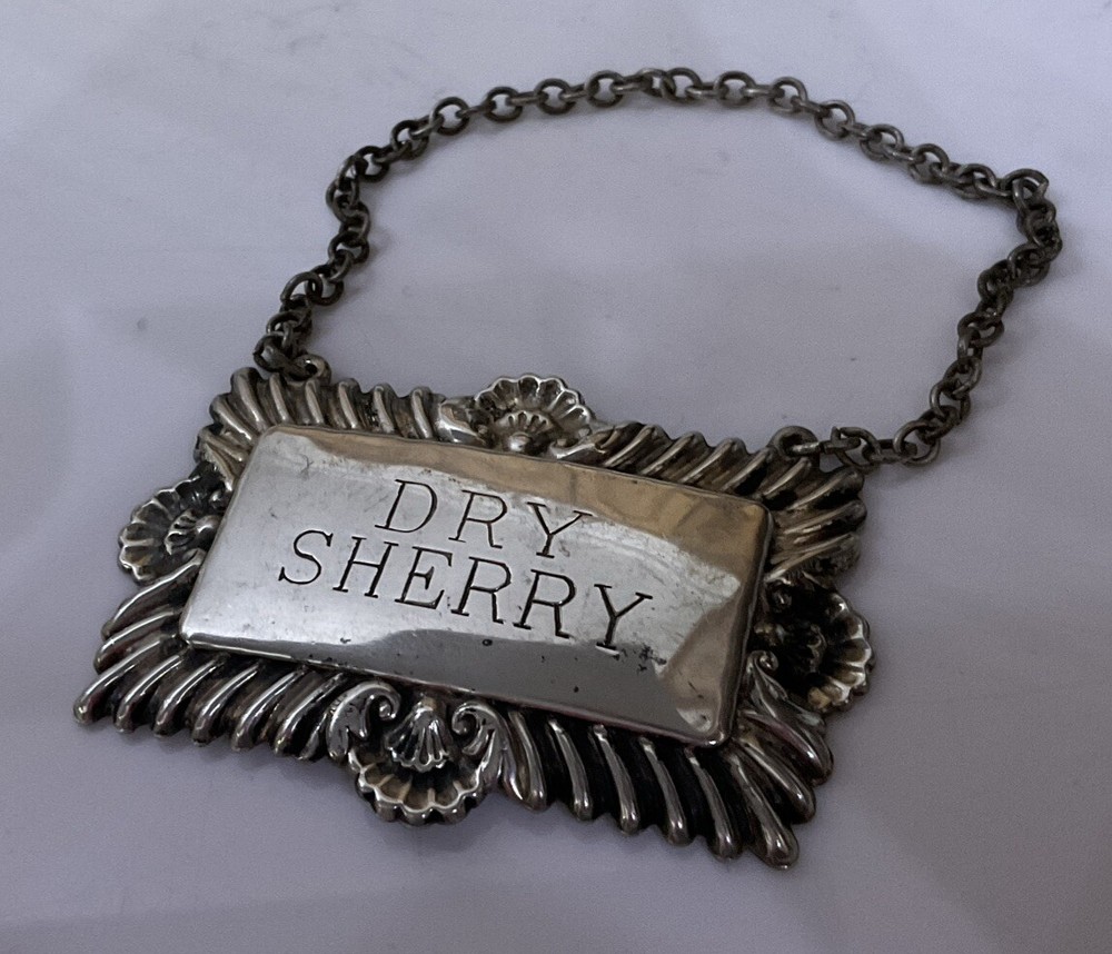 Vintage Silver Plate EPNS DECANTER LABEL Dry Sherry