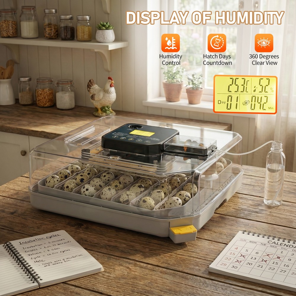 48 Eggs Incubator Fully Automatic Turning & Water Refill Temp & Humidity Control