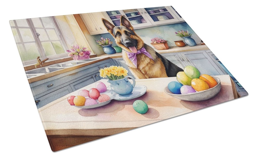 NEW Decorating Easter German Shepherd Glass Cutting Board Decorative Tempered