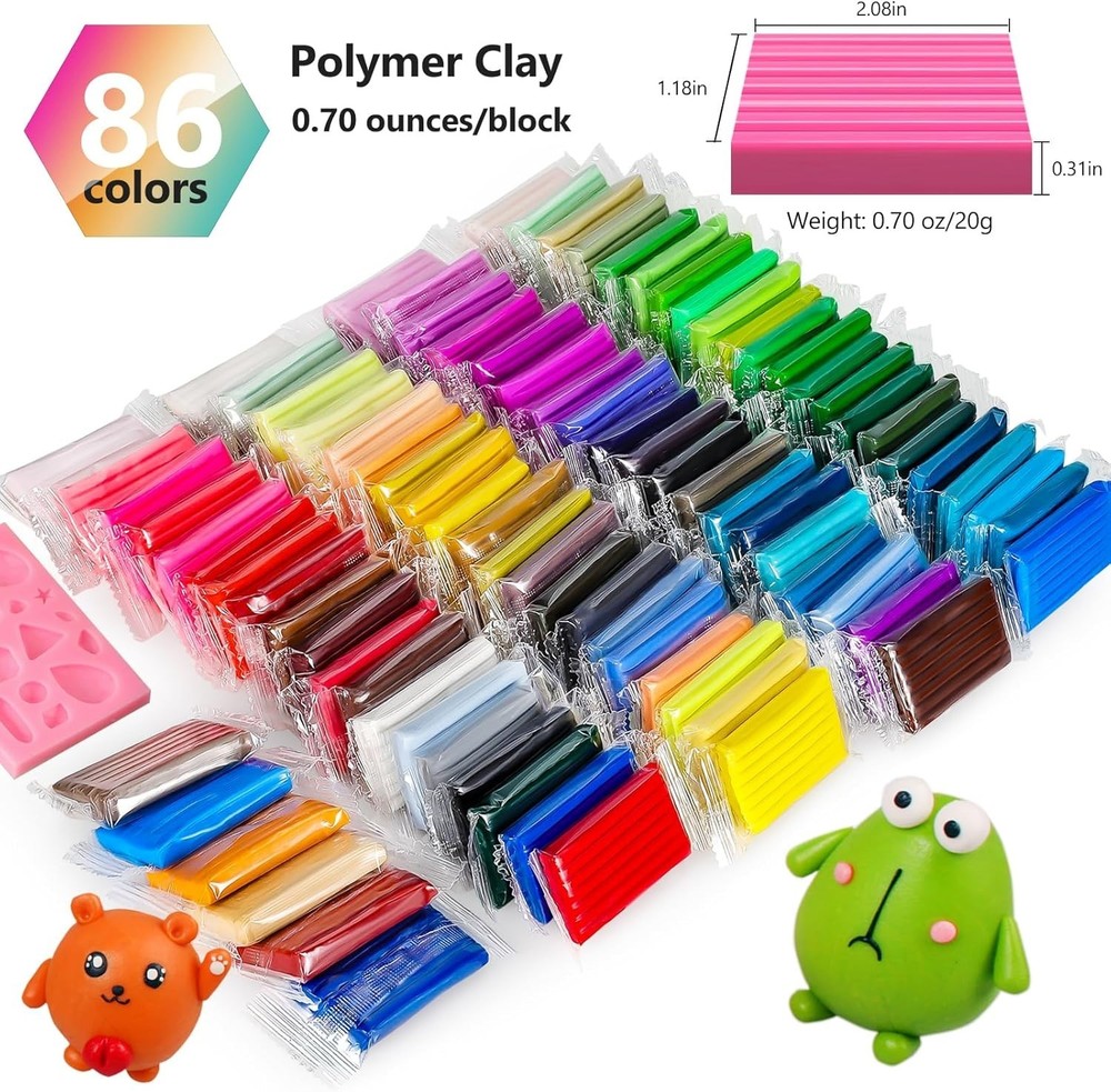 Creative Polymer Clay Starter Kit - 86 Colors, Sculpting Tools & Project Guide