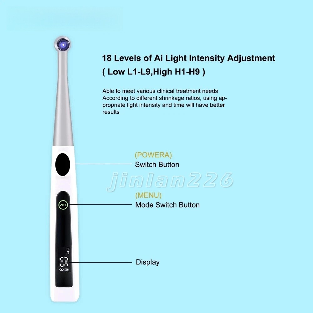 Dental Cordless LED Curing Light 4 Modes 1 Second Light Lamp Metal Head