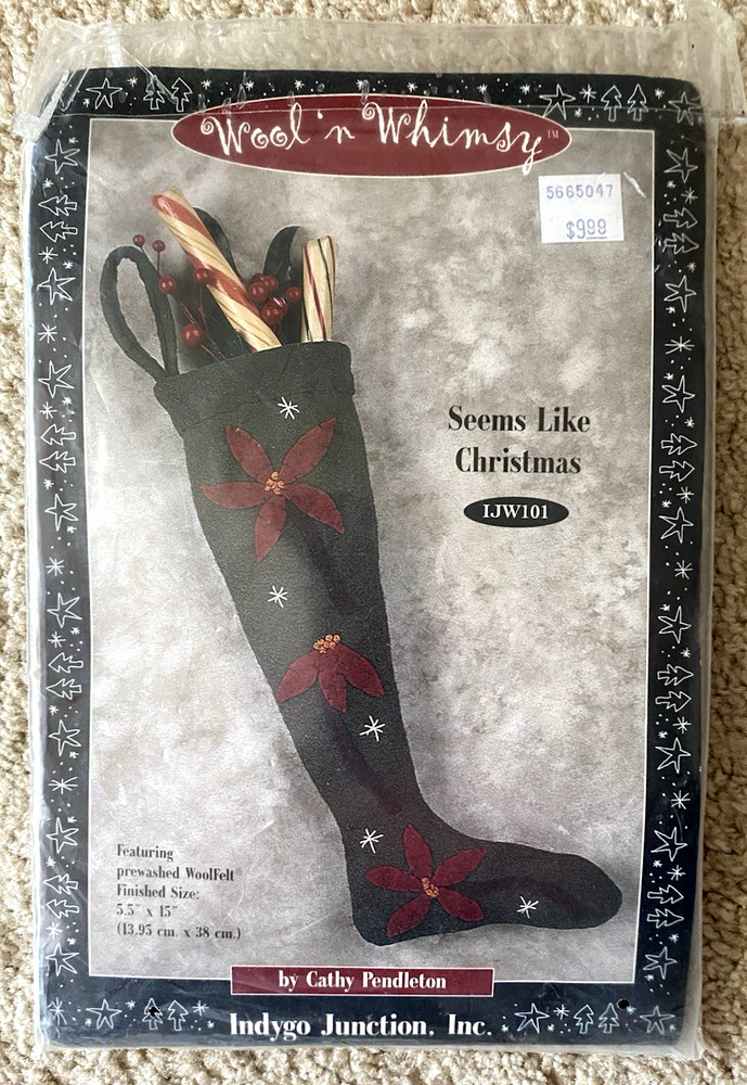 Wool n Whimsy Seems Like Christmas Stocking Kit Woolfelt 15"