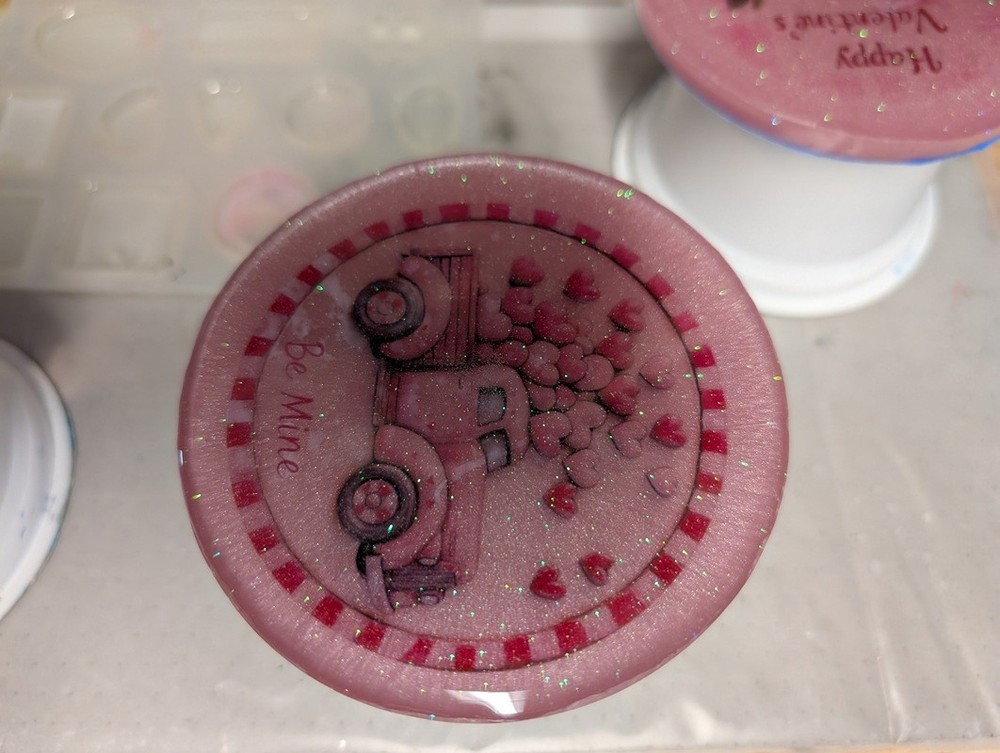 Handmade Resin Pink Valentine Coasters