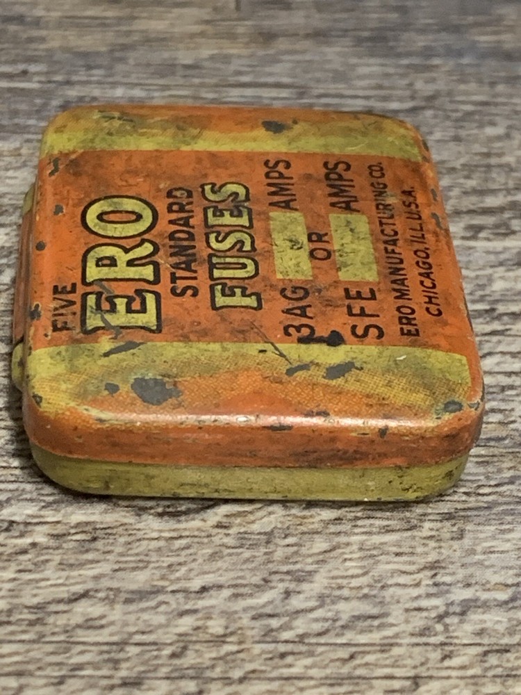 ERO Five Standard Fuses Empty Hinged Tin Box