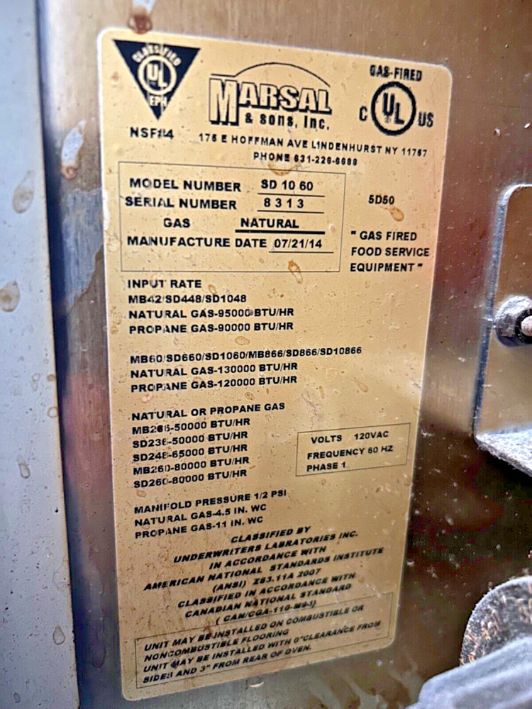 2014 Used MARSAL SD 1060 Double deck gas pizza oven