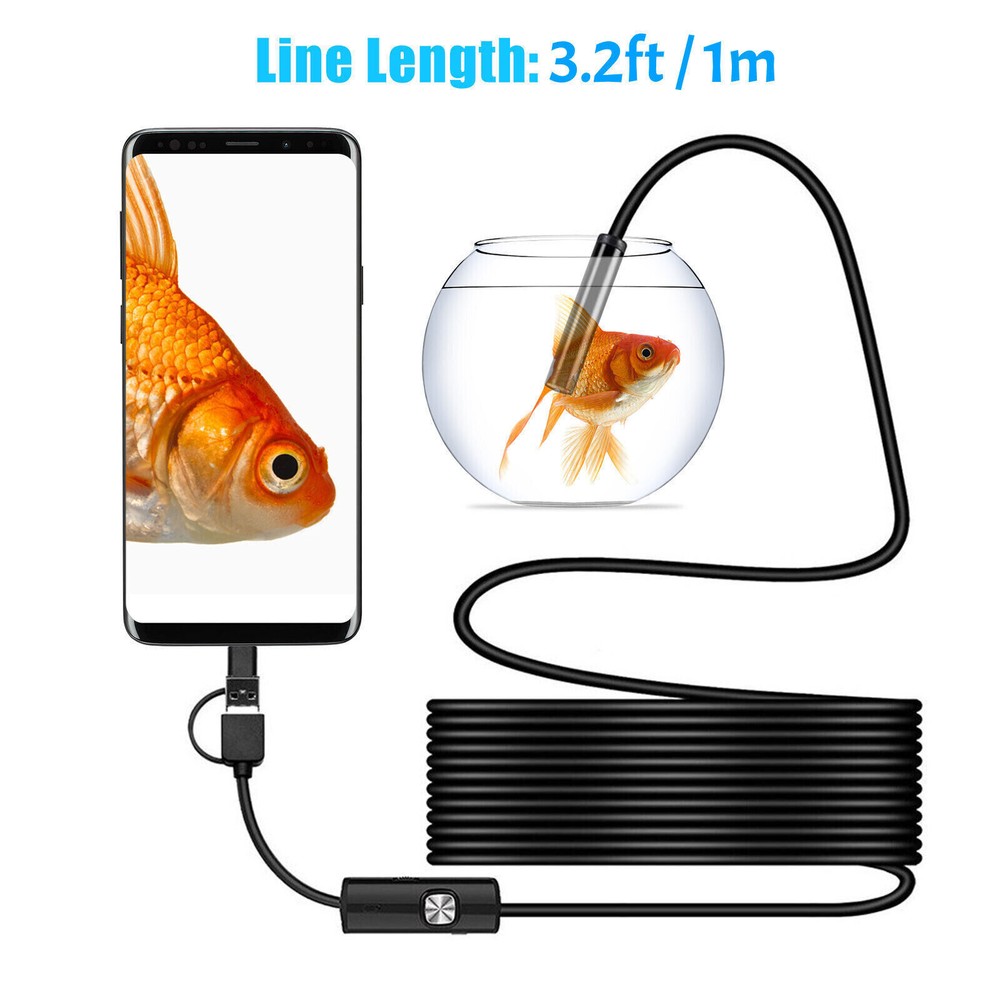 6LED USB Snake Endoscope Borescope HD Inspection Camera Scope for Android Type C