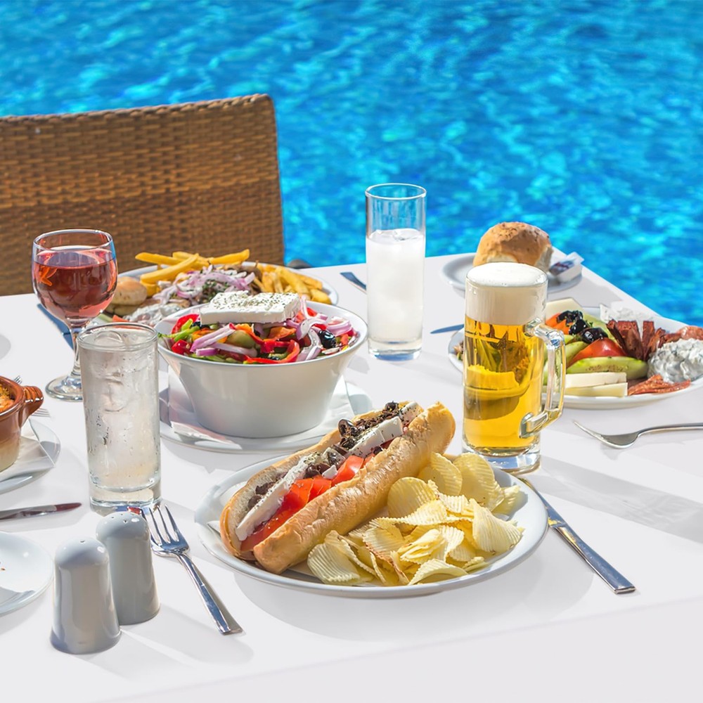 homing 2 Pack Rectangle Vinyl Tablecloth, 84" x 60" (Rectangular), White