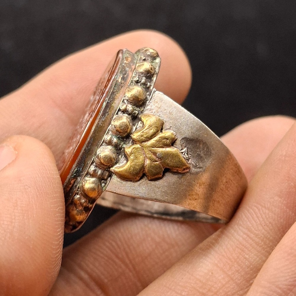 Unique Ancient Roman Carnelian Intaglio Stone Solid Silver Ring