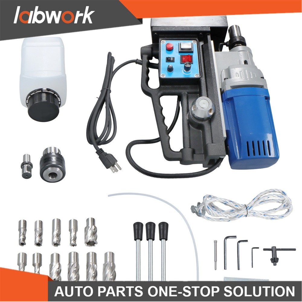Labwork Magnetic Drill Press with 11 Drill Bits Stepless Speed Bi-Directional