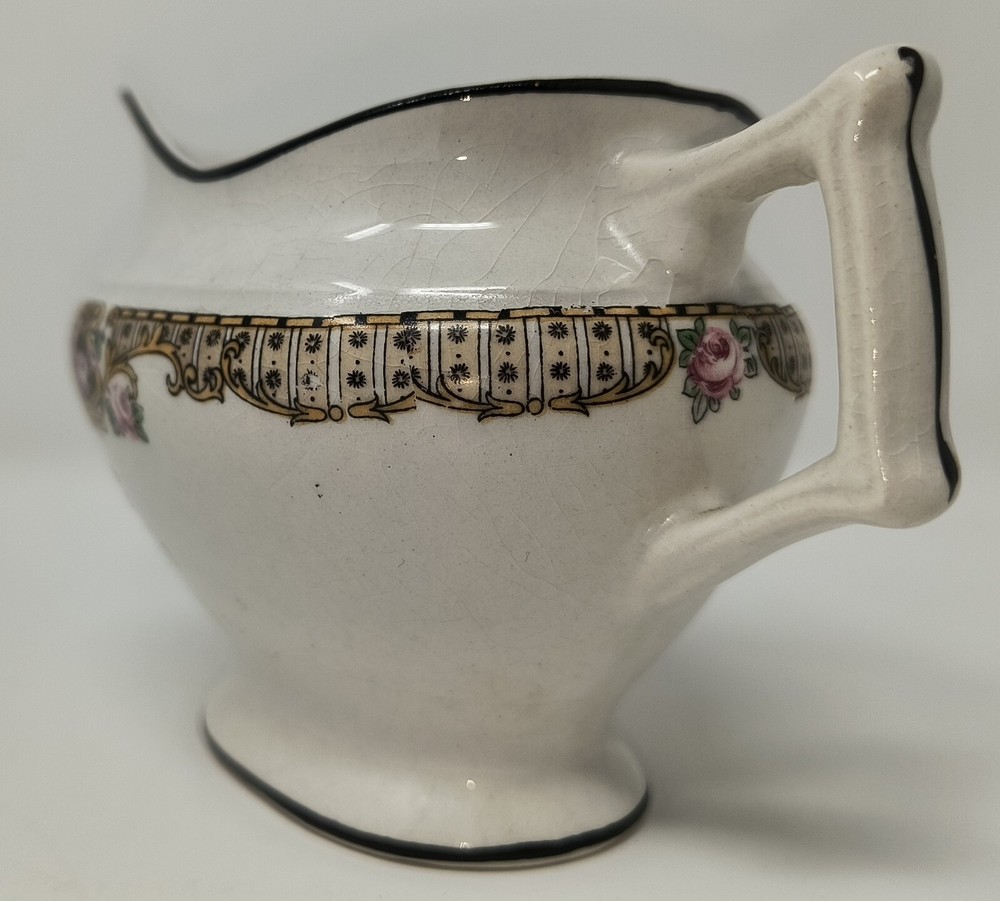 Vintage Colonial Co Creamer Rose Pattern Crackle Glazing