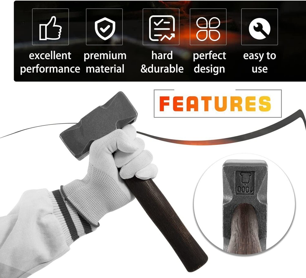 2.2LB Forging "Square" Hammer for Farrier Bladesmithing Blacksmith Anvil Knife