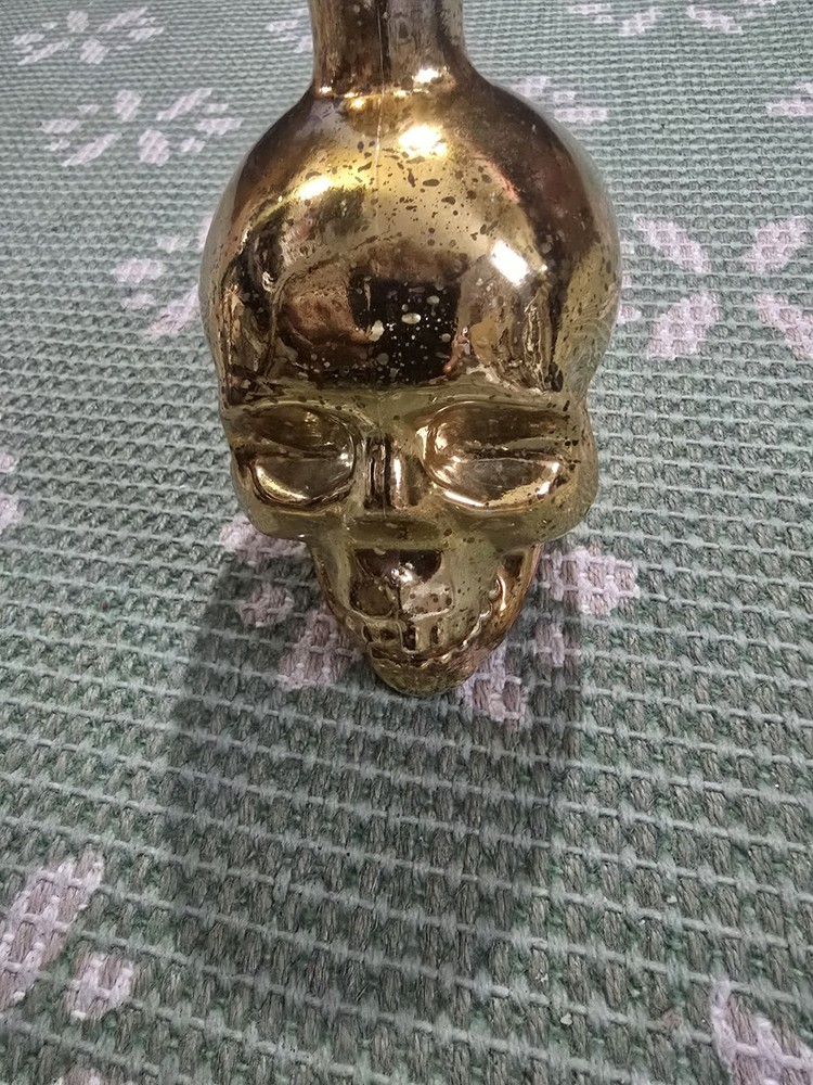 Glass Skull Skeleton Head Gold Flake Decor