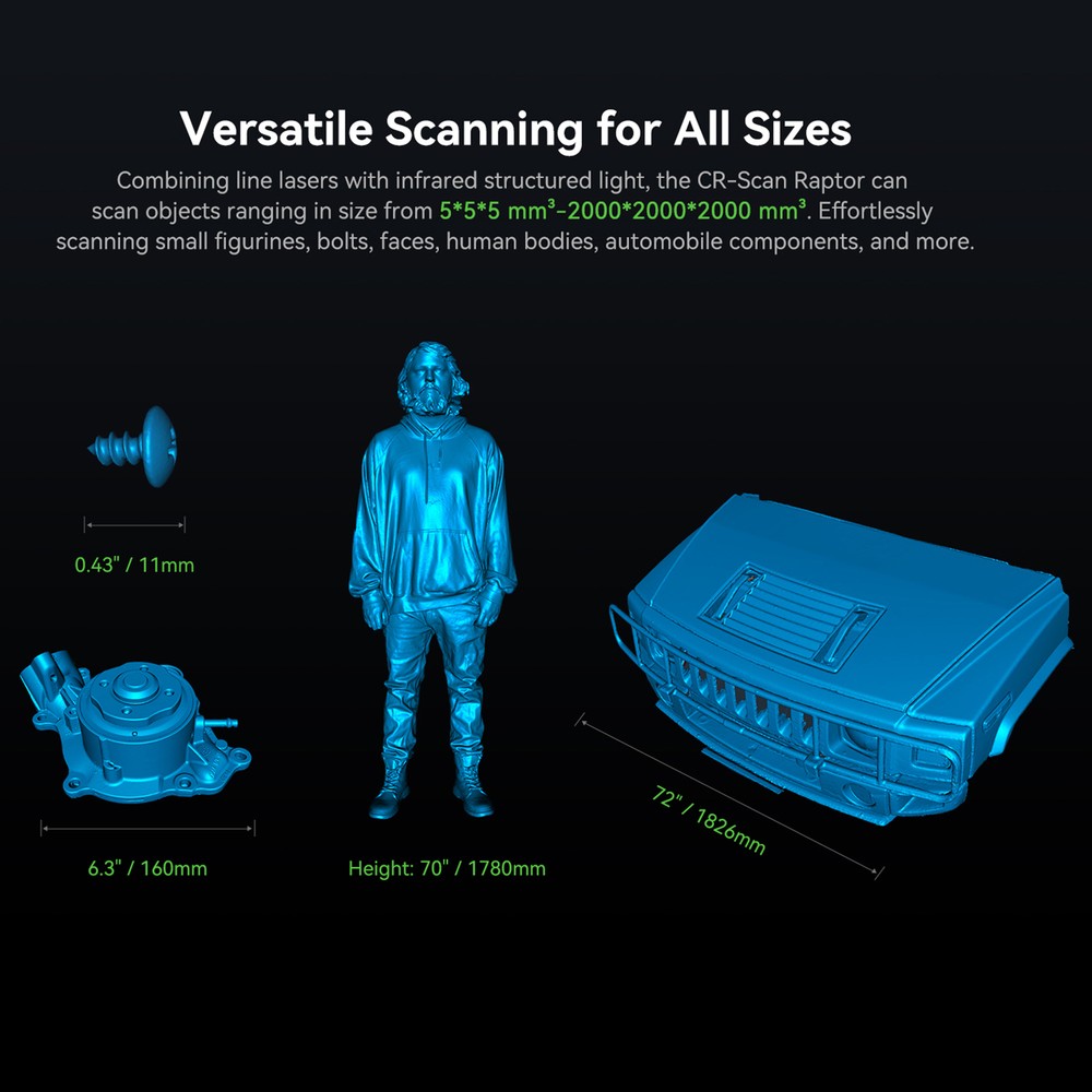 Creality CR-Scan Raptor Multiple-line Blue & NIR Consumer 3D Scanner for 3D Z5H5