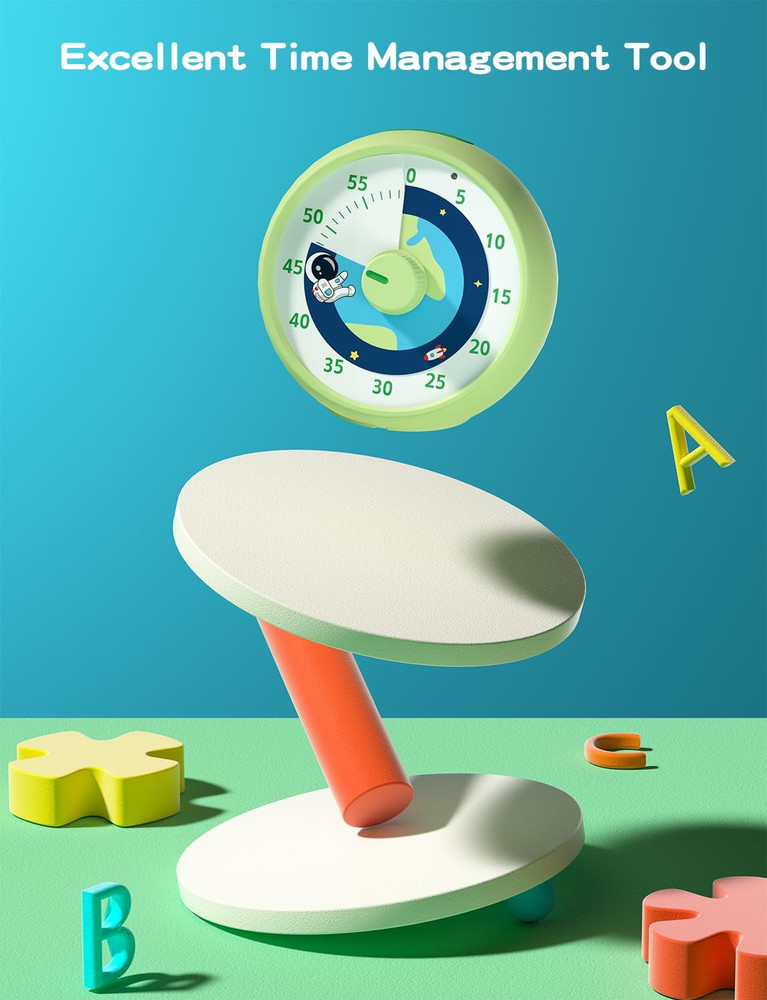 Visual Timer for Kids, 60-Minute Countdown Timer for Classroom Office Kitchen, D