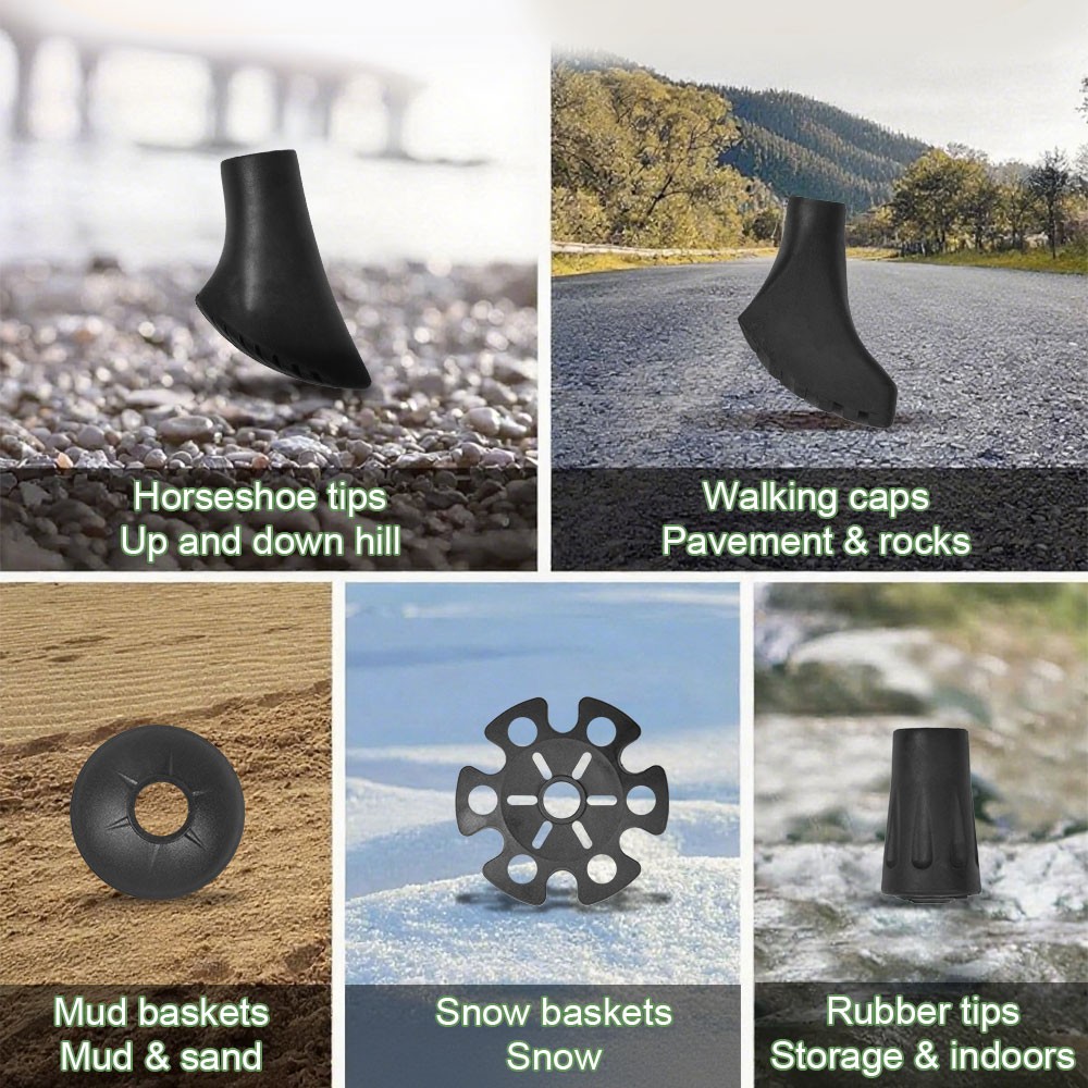 10 PCS Universal Replacement Rubber Tips Set for Trekking Pole Tips Protectors