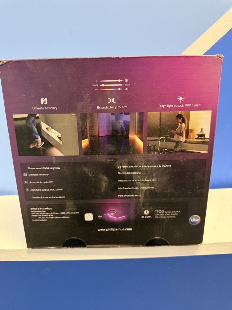 Philips Hue Lightstrip Starter Kit (6ft Light Strip, Base Plug, Hue Hub)