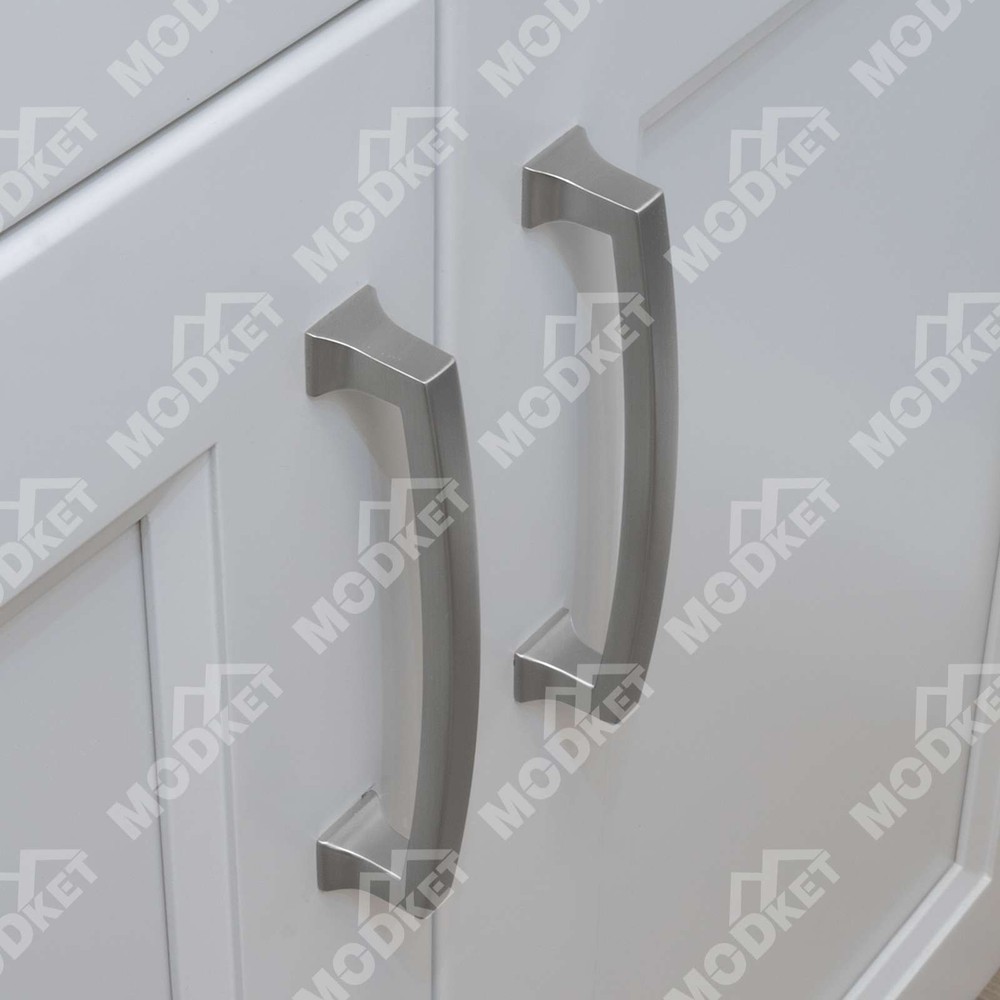 Solid Brushed Nickel Square Cabinet Pulls Handles Kitchen Bathroom Drawers