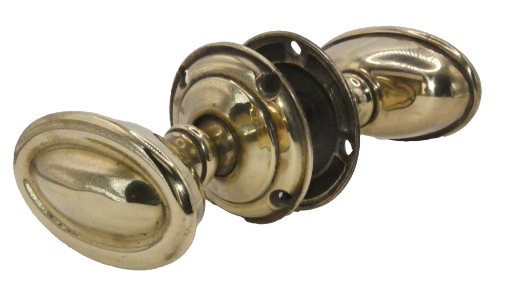 Antique brass oval mortice knobs (MK165)
