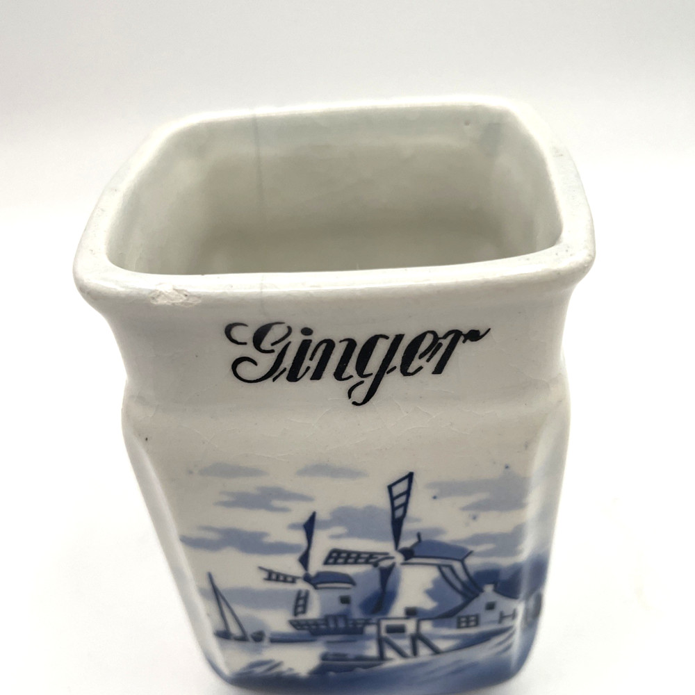 C.A.W. Germany INGE - Blue White Delft Style Windmill - Ginger Jar Container