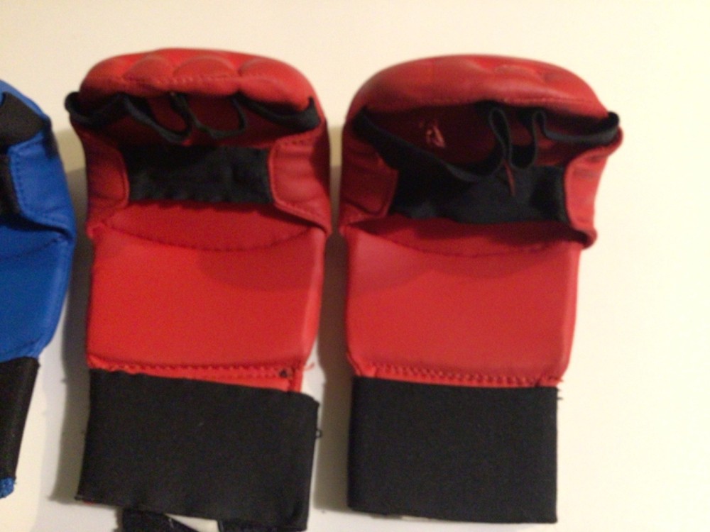 ProForce Gladiator karate sparring mitts. red and blue size medium
