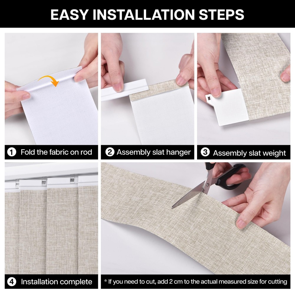 Light Filtering Vertical Blinds Replacement Slats – Polyester Fabric for Slid...