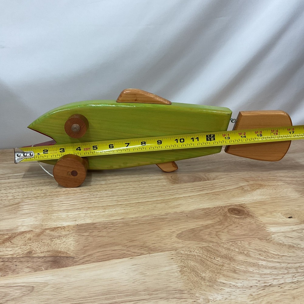 Handmade Wooden Pull String Fish Toy 17”
