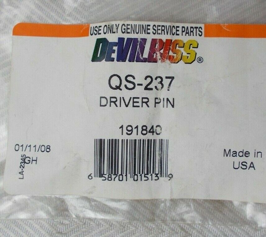 Driver Pin For: Air Motor Drive  Devilbiss QS-237