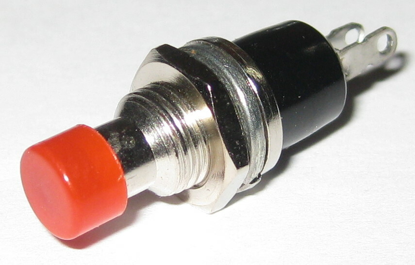 5 X Momentary Red Pushbutton Switch - 1/4" Panel Mount - 125 V - 3 A - SPST N.O.