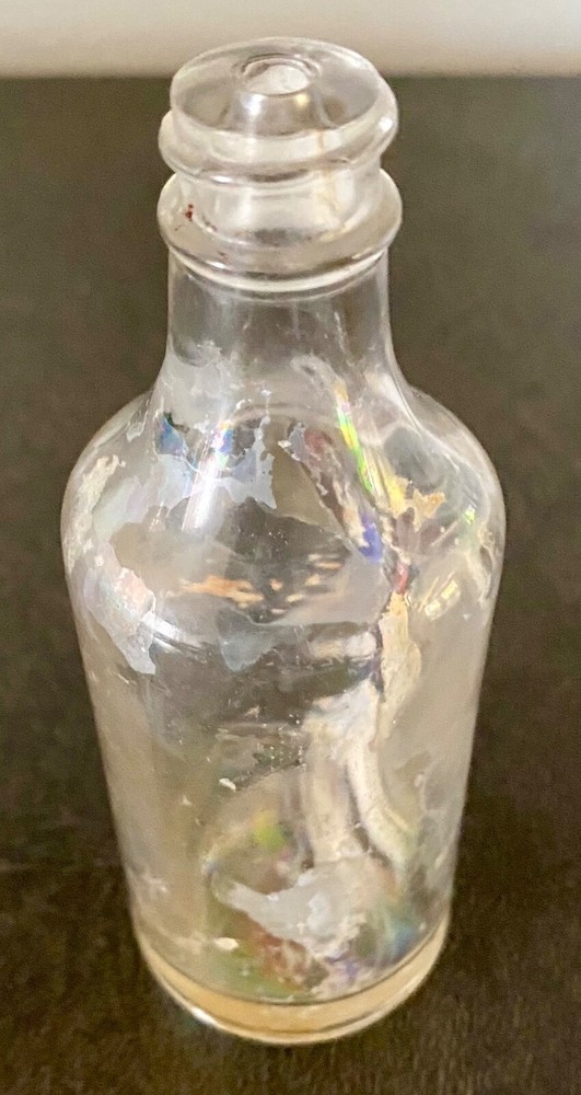 Small Clear Iridized Glass Splash On Food Bottle