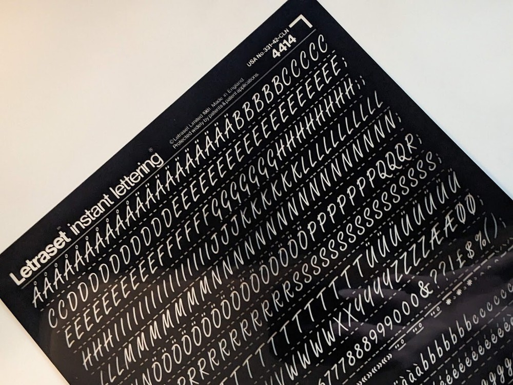 Letraset NON Transfer Letters Freestyle Script Font 42pt Acetate Plastic Sheet