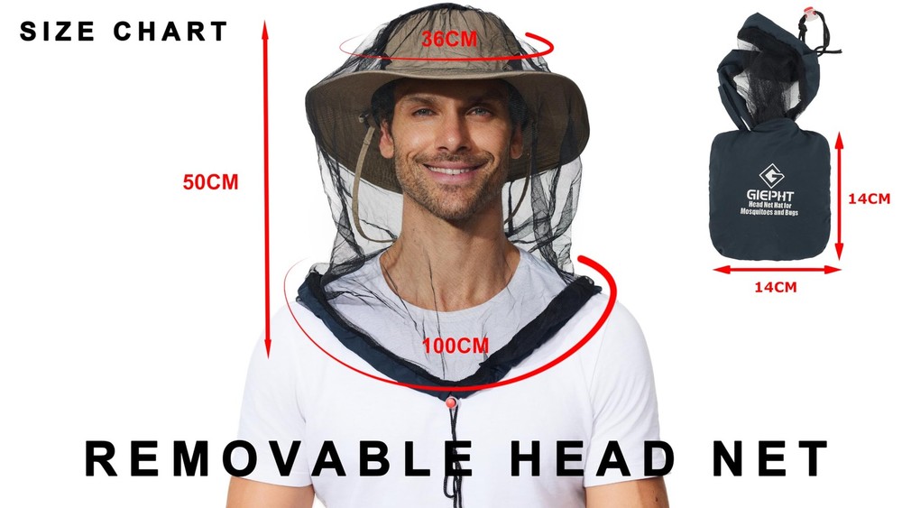 2 Pack Mosquito Head Net Mesh for Hiking & Outdoors,Bug Netting over Hat Adul...