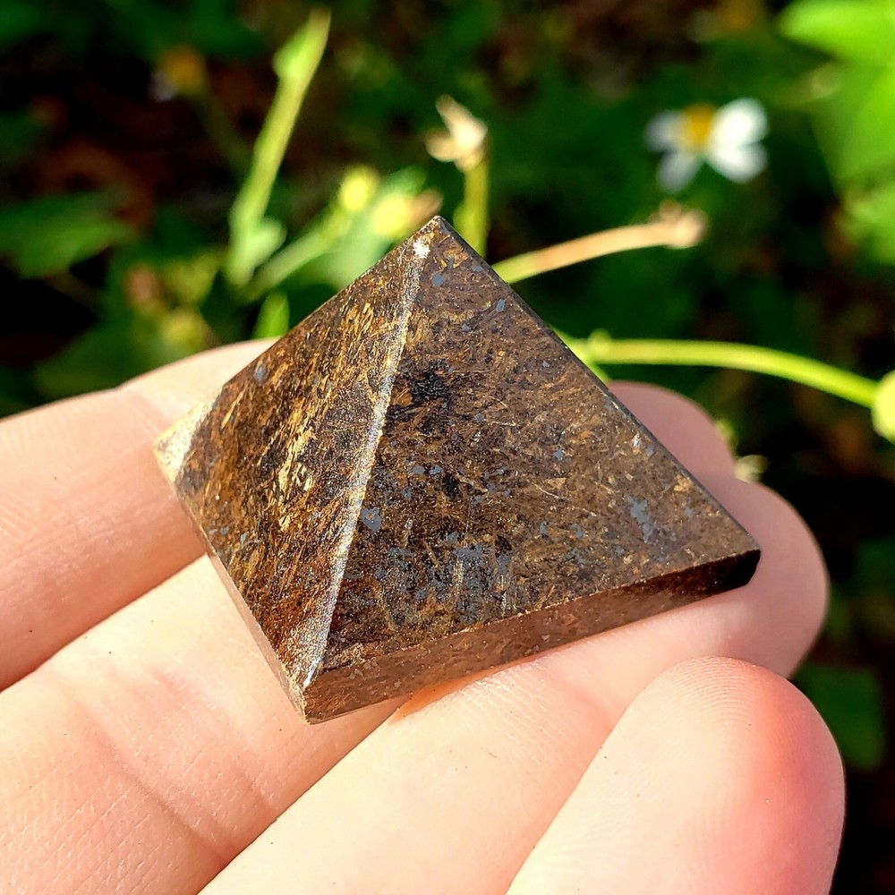 Bronzite natural Crystal Healing Gemstone polished pyramid - 1pc