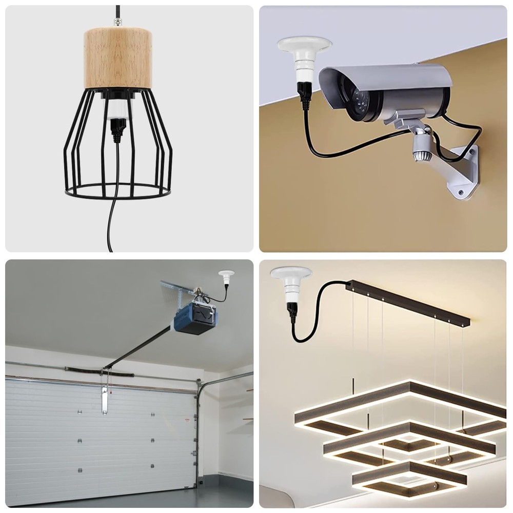 Outlet Light Socket Adapter,Screw in Outlet Socket,E26 Light Bulb to Outlet S...