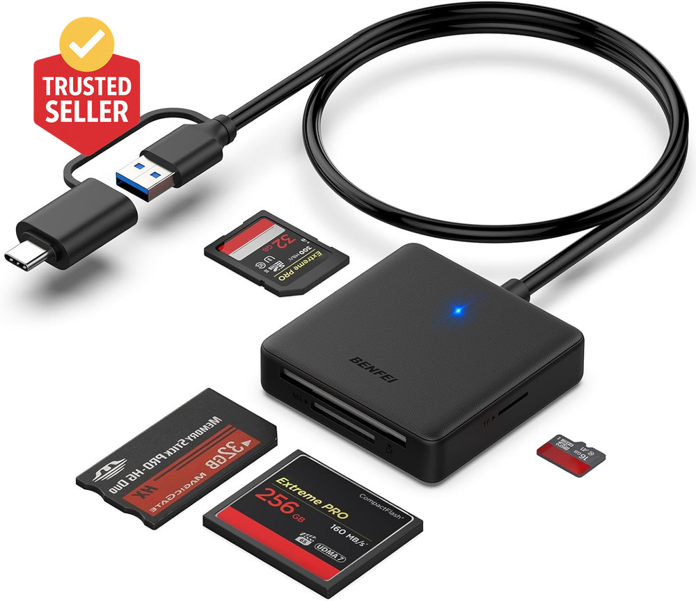 Memory Card Reader,  4In1 USB 3.0 and USB-C to SD Micro SD MS CF Card Reader Ada