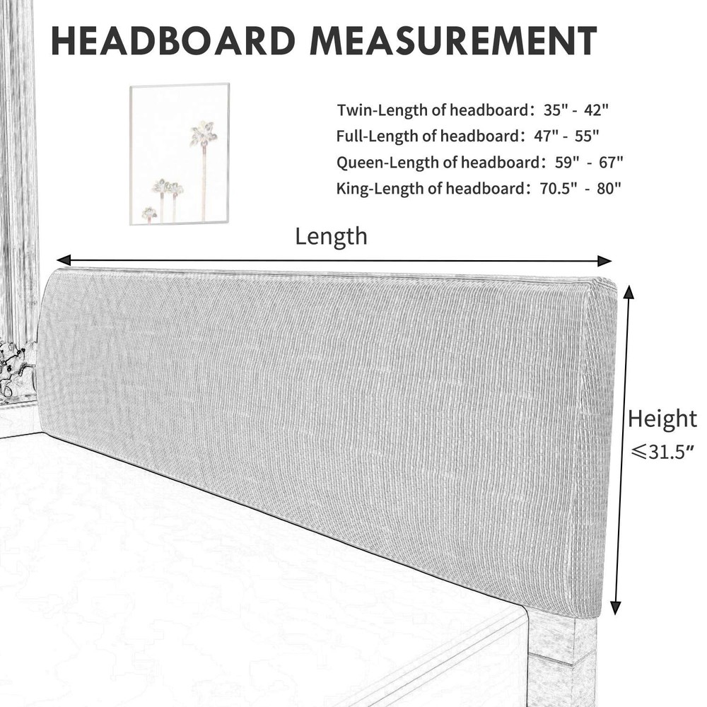 Easy-Going Stretch Bed Headboard Cover,Small Square Jacquard Headboard Slipco...