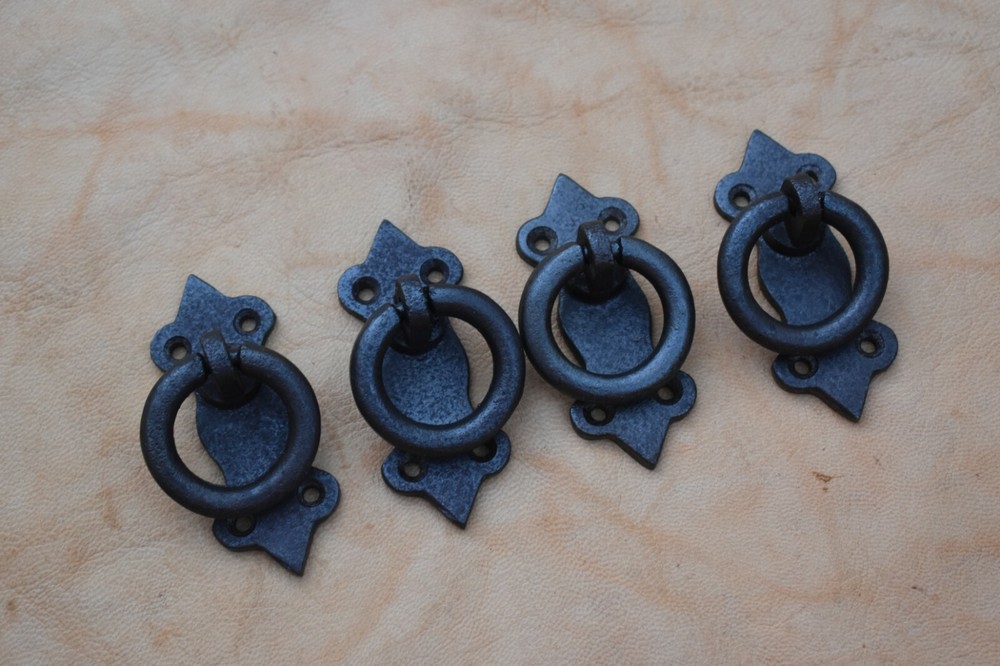 iron door knocker gate handle knob vintage cast pull drop handle Hardware 4 pcs